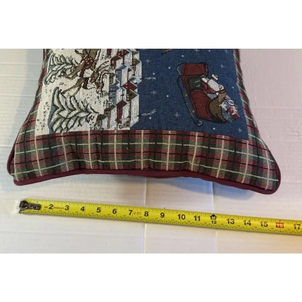 Santa Sleigh Christmas Pillow Decorative Holiday Tapestry Throw